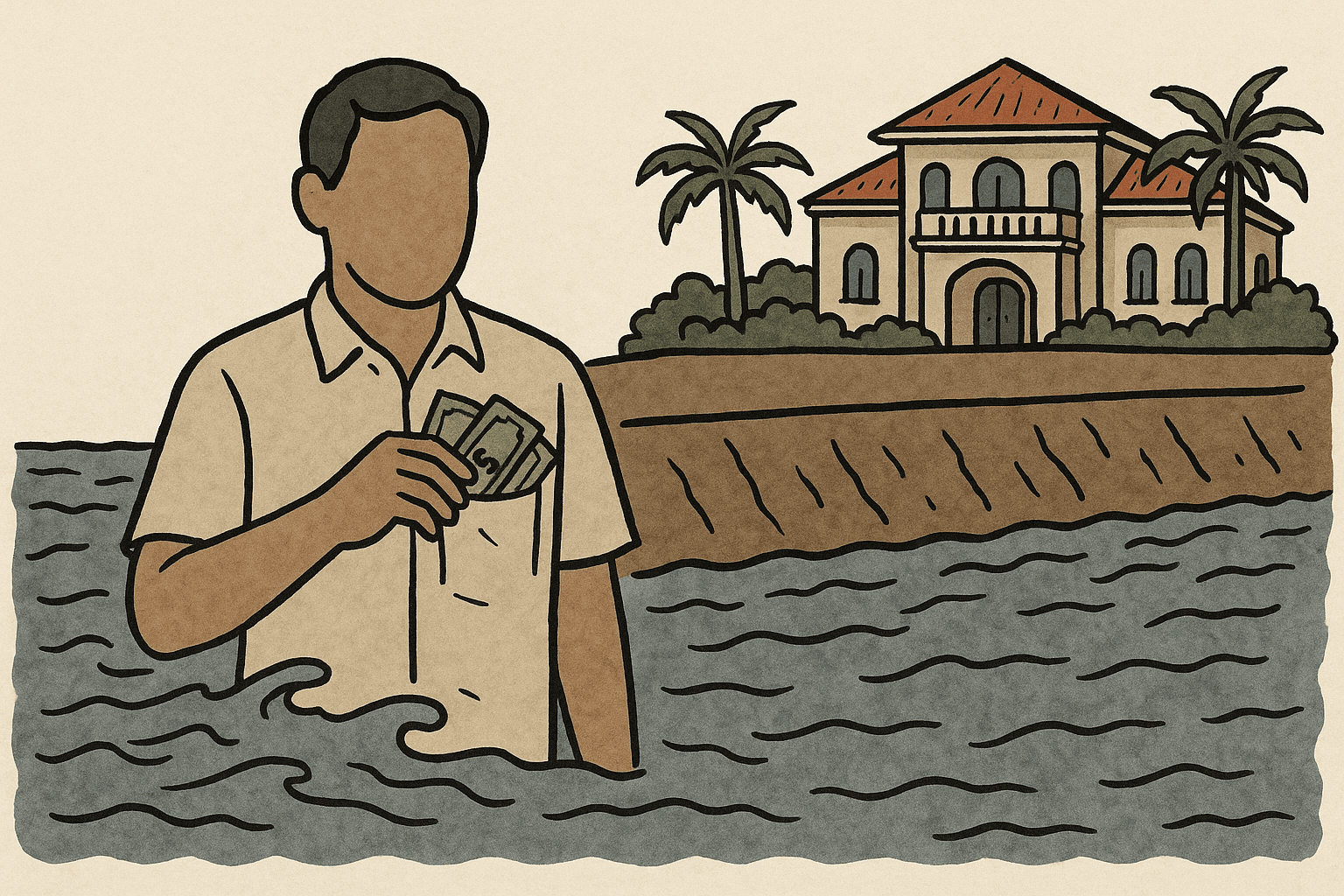 PHILIPPINE FLOOD FUNDS BUILT INVISIBLE DIKES, VERY REAL MANSIONS